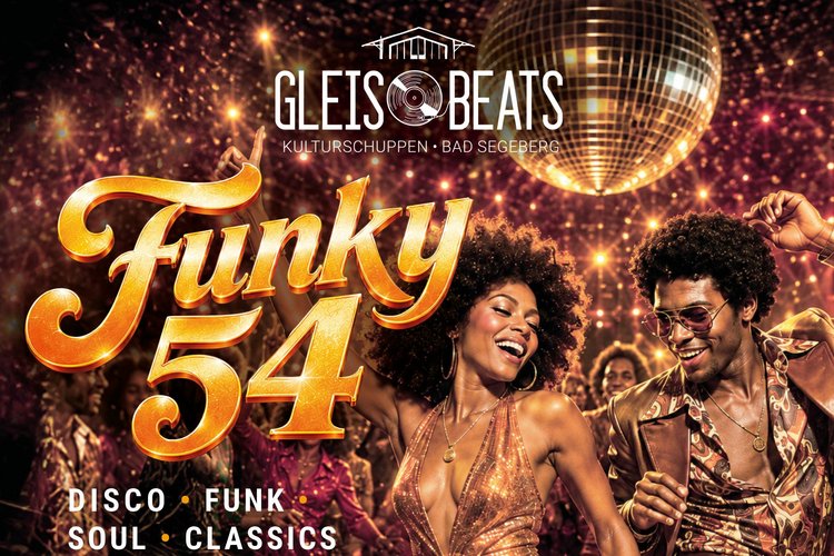 Funky54 Plakat mit Beschreibung der Party